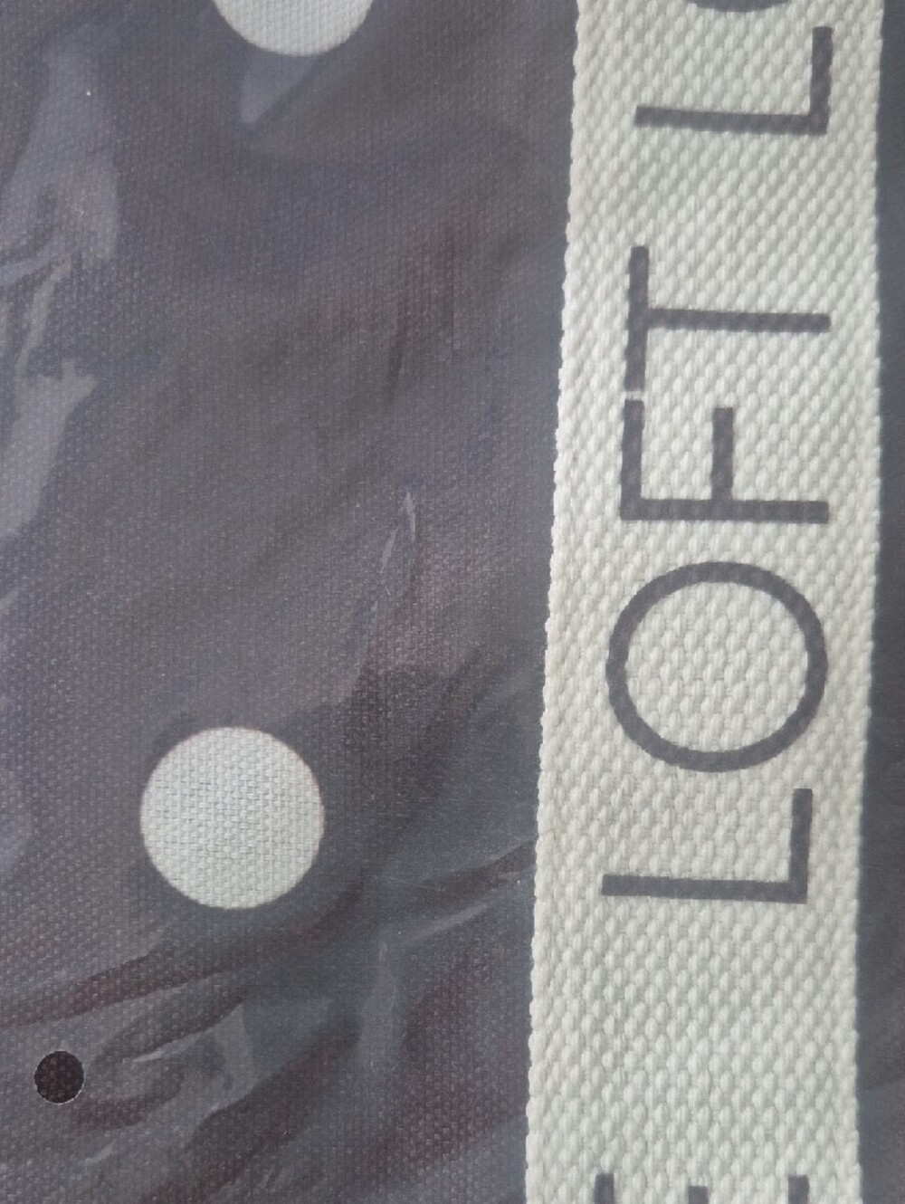 LOFT Brown and Beige Polka Dot Canvas Tote with Branded Strap - Picture 2 of 5